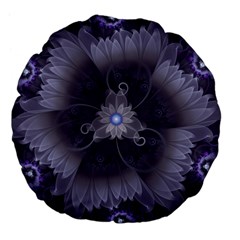 Amazing Fractal Triskelion Purple Passion Flower Large 18  Premium Flano Round Cushions by jayaprime