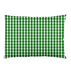 Christmas Green Velvet Large Gingham Check Plaid Pattern Pillow Case (two Sides) by PodArtist