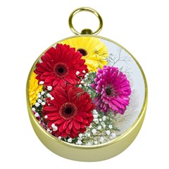 Flowers Gerbera Floral Spring Gold Compasses by BangZart