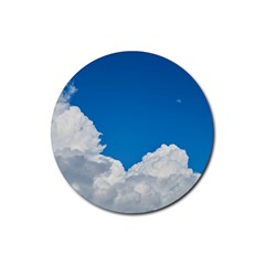 Sky Clouds Blue White Weather Air Rubber Round Coaster (4 Pack)  by BangZart