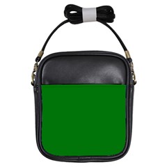 Solid Christmas Green Velvet Classic Colors Girls Sling Bags by PodArtist