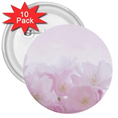 Pink Blossom Bloom Spring Romantic 3  Buttons (10 Pack)  by BangZart