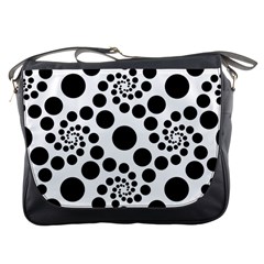 Dot Dots Round Black And White Messenger Bags by BangZart