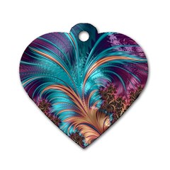Feather Fractal Artistic Design Dog Tag Heart (two Sides) by BangZart