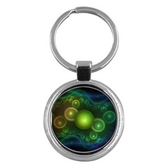 Retrotacular Rainbow Dots In A Fractal Microscope Key Chains (round)  by jayaprime