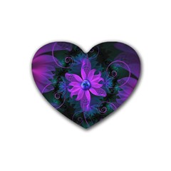 Beautiful Ultraviolet Lilac Orchid Fractal Flowers Rubber Coaster (heart)  by jayaprime