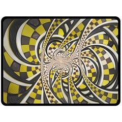 Liquid Taxi Cab, A Yellow Checkered Retro Fractal Fleece Blanket (large)  by jayaprime