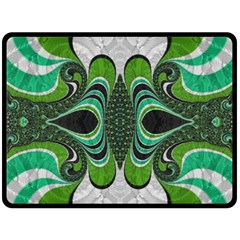 Fractal Art Green Pattern Design Fleece Blanket (large)  by BangZart