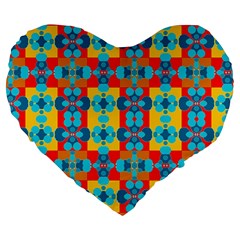 Pop Art Abstract Design Pattern Large 19  Premium Heart Shape Cushions by BangZart