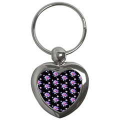 Flowers Pattern Background Lilac Key Chains (heart)  by BangZart