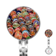 Colorful Oriental Bowls On Local Market In Turkey Stainless Steel Nurses Watch by BangZart