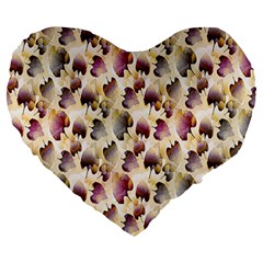 Random Leaves Pattern Background Large 19  Premium Flano Heart Shape Cushions by BangZart