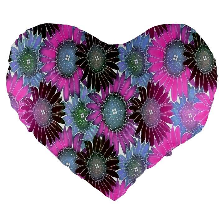 Floral Pattern Background Large 19  Premium Heart Shape Cushions