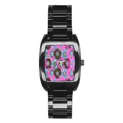 Floral Pattern Background Stainless Steel Barrel Watch by BangZart