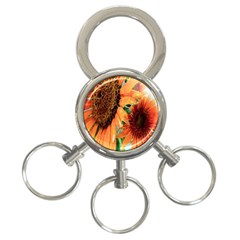 Sunflower Art  Artistic Effect Background 3-ring Key Chains by BangZart