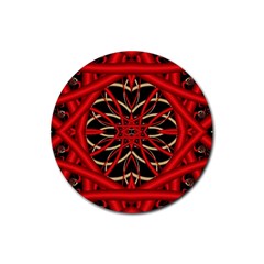 Fractal Wallpaper With Red Tangled Wires Rubber Round Coaster (4 Pack)  by BangZart