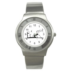 Dark Scene Silhouette Style Graphic Illustration Stainless Steel Watch by dflcprints