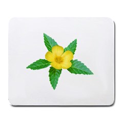 Yellow Flower With Leaves Photo Large Mousepads by dflcprints