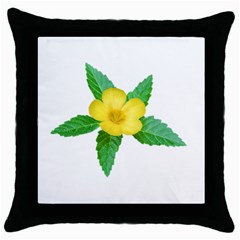 Yellow Flower With Leaves Photo Throw Pillow Case (black) by dflcprints