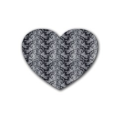 Black Floral Lace Pattern Heart Coaster (4 Pack) 