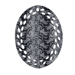 Black Floral Lace Pattern Oval Filigree Ornament (two Sides)