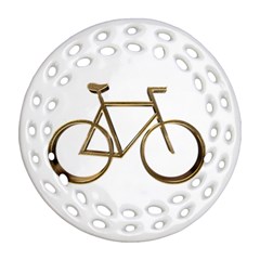 Elegant Gold Look Bicycle Cycling  Round Filigree Ornament (two Sides) by yoursparklingshop