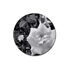 White Rose Black Back Ground Greenery ! Rubber Coaster (round)  by CreatedByMeVictoriaB