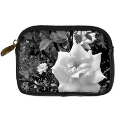 White Rose Black Back Ground Greenery ! Digital Camera Cases by CreatedByMeVictoriaB