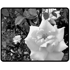 White Rose Black Back Ground Greenery ! Double Sided Fleece Blanket (medium)  by CreatedByMeVictoriaB