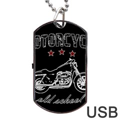 Motorcycle Old School Dog Tag Usb Flash (one Side) by Valentinaart