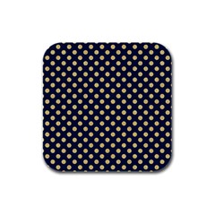 Navy/gold Polka Dots Rubber Square Coaster (4 Pack)  by Colorfulart23