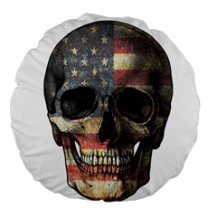 American Flag Skull Large 18  Premium Round Cushions by Valentinaart