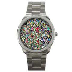 Psychedelic Background Sport Metal Watch by Colorfulart23