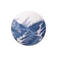 Blue Chinese Dragon Magnet 3  (round) by paulaoliveiradesign