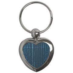 Blue Sparkly Sequin Texture Key Chains (heart)  by paulaoliveiradesign