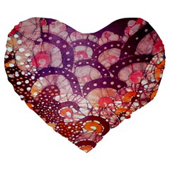 Colorful Art Traditional Batik Pattern Large 19  Premium Heart Shape Cushions by BangZart