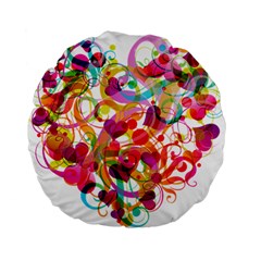 Abstract Colorful Heart Standard 15  Premium Flano Round Cushions by BangZart