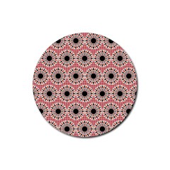 Black Stars Pattern Rubber Coaster (round)  by linceazul