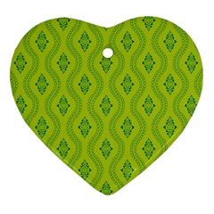 Decorative Green Pattern Background  Ornament (heart)