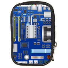 Classic Blue Computer Mainboard Compact Camera Cases by BangZart