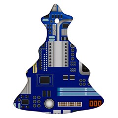 Classic Blue Computer Mainboard Christmas Tree Ornament (two Sides) by BangZart