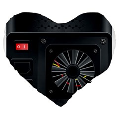 Special Black Power Supply Computer Large 19  Premium Flano Heart Shape Cushions by BangZart