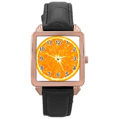 Orange Slice Rose Gold Leather Watch  by BangZart