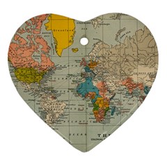 Vintage World Map Ornament (heart) by BangZart