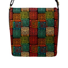 Stract Decorative Ethnic Seamless Pattern Aztec Ornament Tribal Art Lace Folk Geometric Background C Flap Messenger Bag (l)  by BangZart
