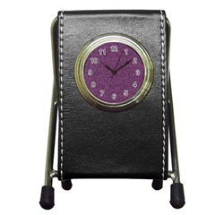 Purple Colorful Glitter Texture Pattern Pen Holder Desk Clocks by paulaoliveiradesign