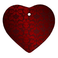 Red Dark Vintage Pattern Heart Ornament (two Sides) by BangZart
