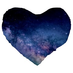 Galaxy Nebula Astro Stars Space Large 19  Premium Flano Heart Shape Cushions by paulaoliveiradesign