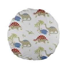 Dinosaur Art Pattern Standard 15  Premium Flano Round Cushions by BangZart