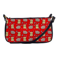 Cute Hamster Pattern Red Background Shoulder Clutch Bags by BangZart